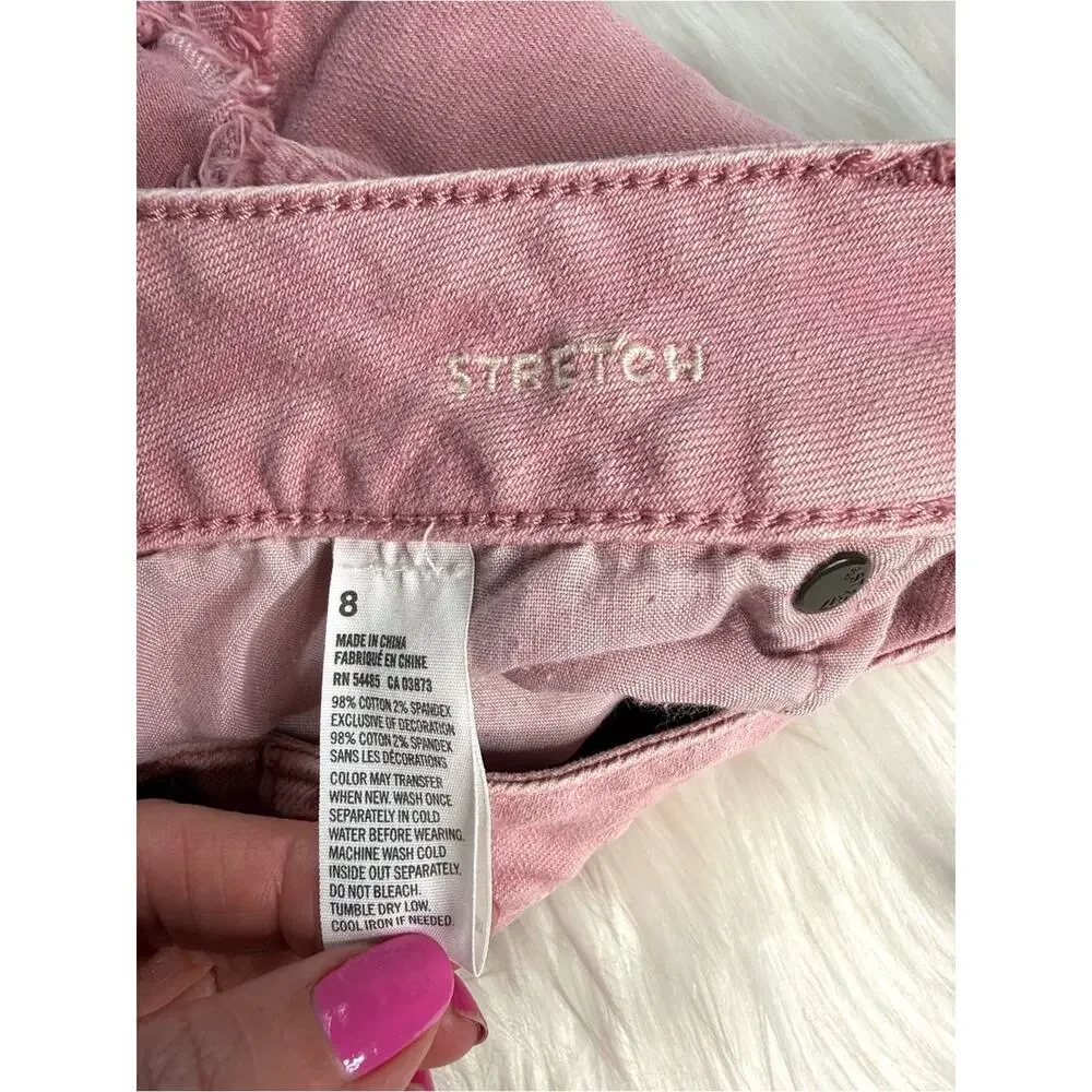 American Eagle Pink Stretch Demin Distressed Cut Offs